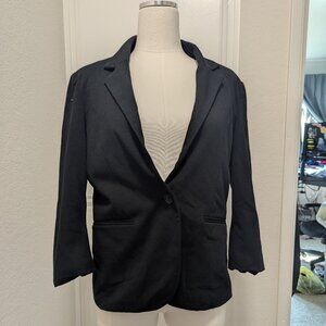 Nicole Miller Original - Black Blazer with Gray and White Stipes Lining